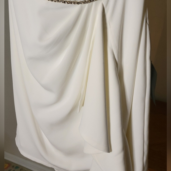 Women’s Lulus Brilliant Bliss White Rhinestone One-Shoulder Tulip L Mini Dress - Picture 8 of 12
